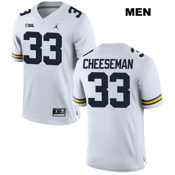 Men's NCAA Michigan Wolverines Camaron Cheeseman #33 White Jordan Brand Authentic Stitched Football College Jersey BL25C43MQ